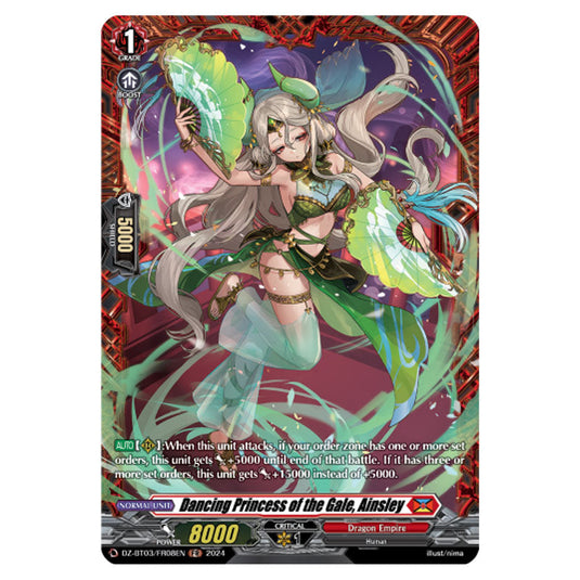 Dancing Princess of the Gale, Ainsley DZ-BT03/FR08EN card from the Cardfight!! Vanguard set Dimensional Transcendence