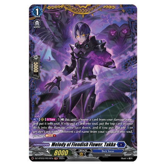 Melody of Fiendish Flower, Takka DZ-BT03/FR14EN card from the Cardfight!! Vanguard set Dimensional Transcendence