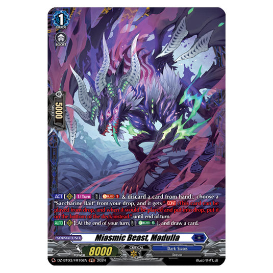 Miasmic Beast, Madulla DZ-BT03/FR16EN card from the Cardfight!! Vanguard set Dimensional Transcendence