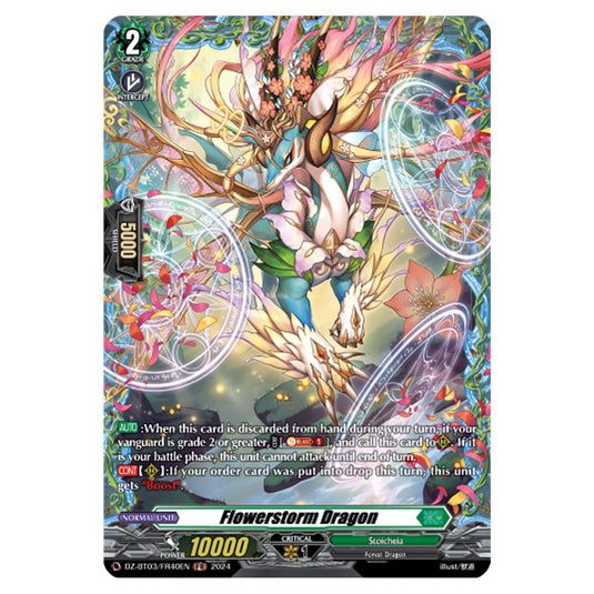 Flowerstorm Dragon DZ-BT03/FR40EN card from the Cardfight!! Vanguard set Dimensional Transcendence