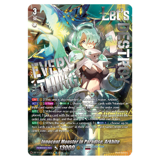 Innocent Monster in Paradise, Arkhite DZ-BT03/SEC04EN card from the Cardfight!! Vanguard set Dimensional Transcendence