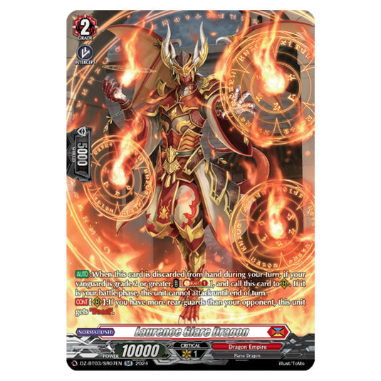 Laurence Glare Dragon DZ-BT03/SR07EN card from the Cardfight!! Vanguard set Dimensional Transcendence