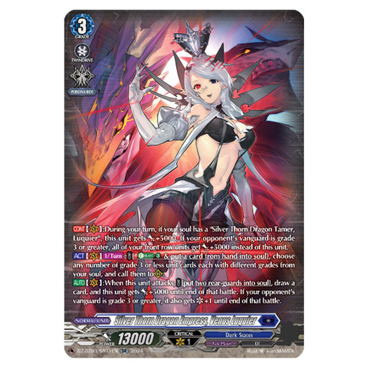 Silver Thorn Dragon Empress, Venus Luquier DZ-BT03/SR11EN card from the Cardfight!! Vanguard set Dimensional Transcendence