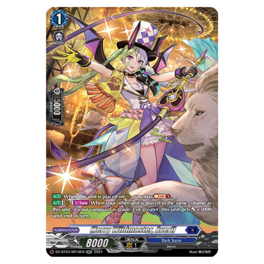 Merry Wildmaster, Averil DZ-BT03/SR16EN card from the Cardfight!! Vanguard set Dimensional Transcendence