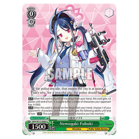Character BAV/W112-E063 card from the Weiss Schwarz set Blue Archive