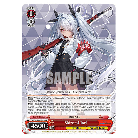 Character BAV/W112-E098 card from the Weiss Schwarz set Blue Archive