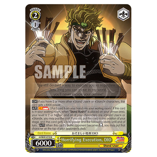 Character JJ/SE41-E15 card from the Weiss Schwarz set JoJo’s Bizarre Adventure: Stardust Crusaders