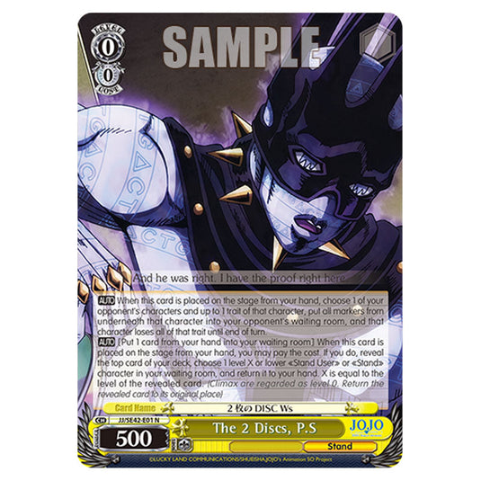 Character JJ/SE42-E01 card from the Weiss Schwarz set JoJo’s Bizarre Adventure: Stone Ocean