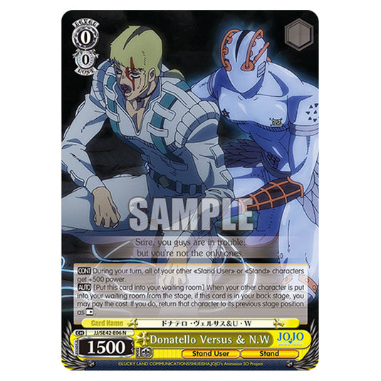 Character JJ/SE42-E06 card from the Weiss Schwarz set JoJo’s Bizarre Adventure: Stone Ocean