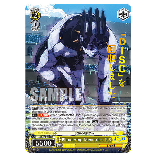 Character JJ/SE42-E21J card from the Weiss Schwarz set JoJo’s Bizarre Adventure: Stone Ocean