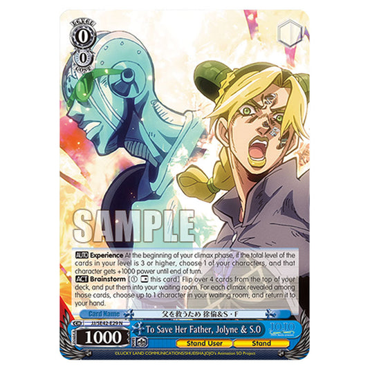 Character JJ/SE42-E29 card from the Weiss Schwarz set JoJo’s Bizarre Adventure: Stone Ocean