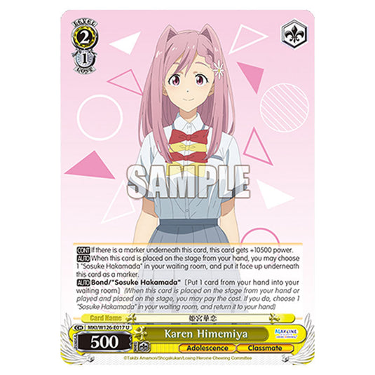 Karen Himemiya MKI/W126-E017 card from the Weiss Schwarz set Makeine: Too Many Losing Heroines!
