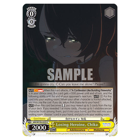Losing Heroine, Chika MKI/W126-E025 card from the Weiss Schwarz set Makeine: Too Many Losing Heroines!