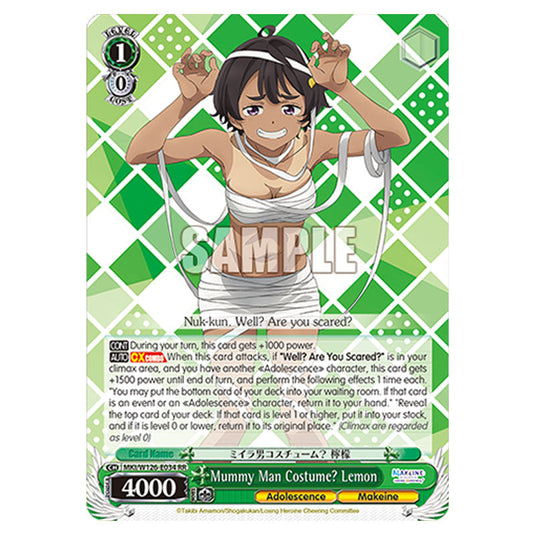 Mummy Man Costume? Lemon MKI/W126-E034 card from the Weiss Schwarz set Makeine: Too Many Losing Heroines!