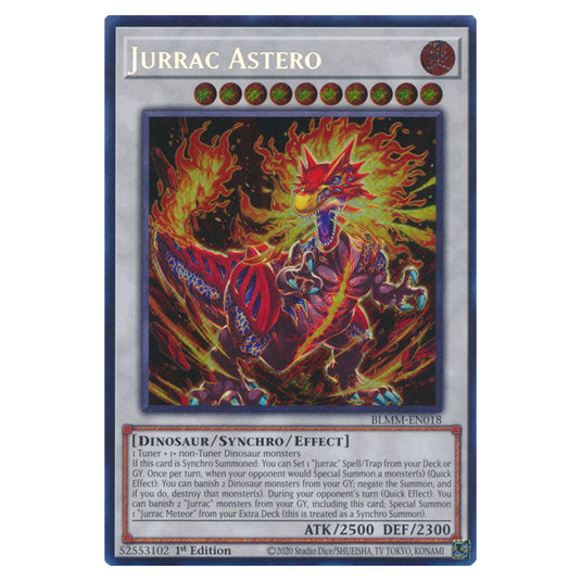Jurrac Astero BLMM-EN018 card from the Yu-Gi-Oh! set Battles of Legend: Monster Mayhem