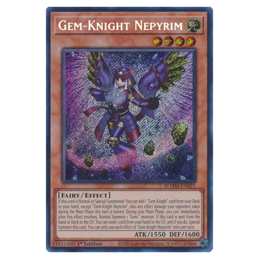 Gem-Knight Nepyrim BLMM-EN021 card from the Yu-Gi-Oh! set Battles of Legend: Monster Mayhem