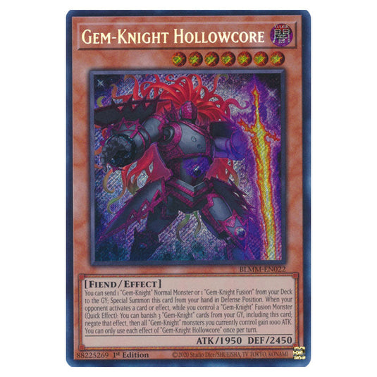 Gem-Knight Hollowcore BLMM-EN022 card from the Yu-Gi-Oh! set Battles of Legend: Monster Mayhem