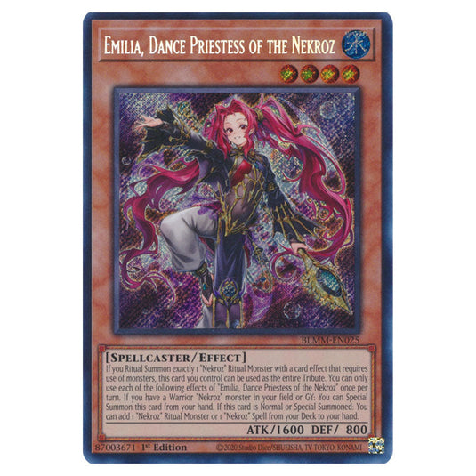 Emilia, Dance Priestess of the Nekroz BLMM-EN025a card from the Yu-Gi-Oh! set Battles of Legend: Monster Mayhem