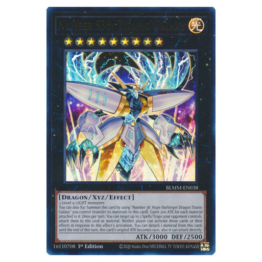 Number S38: Titanic Galaxy BLMM-EN038 card from the Yu-Gi-Oh! set Battles of Legend: Monster Mayhem