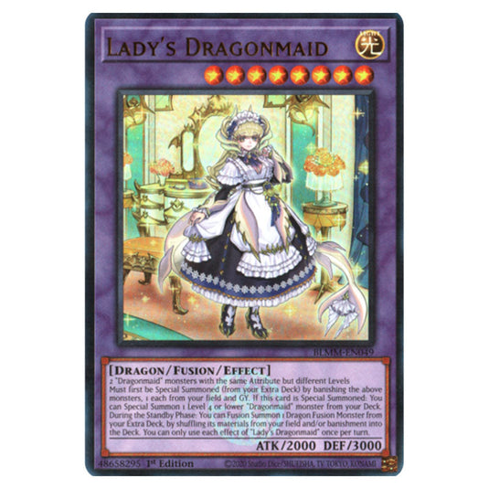 Lady's Dragonmaid BLMM-EN049 card from the Yu-Gi-Oh! set Battles of Legend: Monster Mayhem
