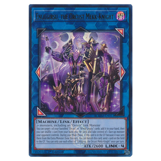 Enlilgirsu, the Orcust Mekk-Knight BLMM-EN053 card from the Yu-Gi-Oh! set Battles of Legend: Monster Mayhem