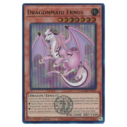 Dragonmaid Ernus BLMM-EN055 card from the Yu-Gi-Oh! set Battles of Legend: Monster Mayhem