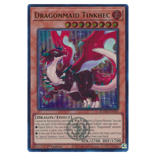 Dragonmaid Tinkhec BLMM-EN059 card from the Yu-Gi-Oh! set Battles of Legend: Monster Mayhem