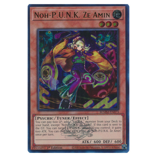 Noh-P.U.N.K. Ze Amin BLMM-EN073 card from the Yu-Gi-Oh! set Battles of Legend: Monster Mayhem