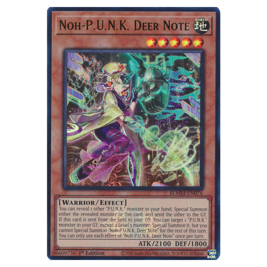 Noh-P.U.N.K. Deer Note BLMM-EN076 card from the Yu-Gi-Oh! set Battles of Legend: Monster Mayhem