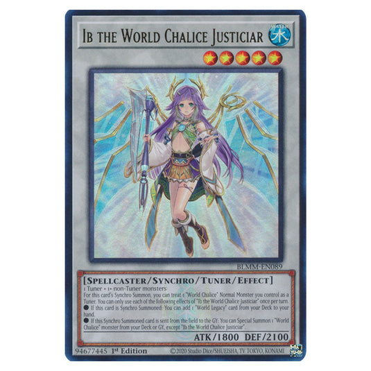 Ib the World Chalice Justiciar BLMM-EN089 card from the Yu-Gi-Oh! set Battles of Legend: Monster Mayhem