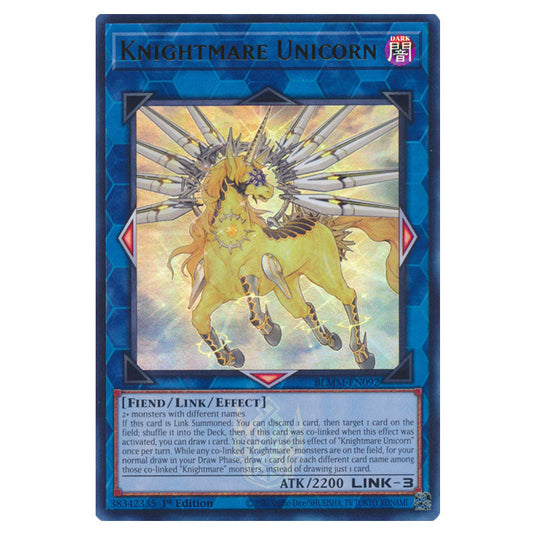 Knightmare Unicorn BLMM-EN092 card from the Yu-Gi-Oh! set Battles of Legend: Monster Mayhem