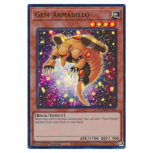 Gem-Armadillo BLMM-EN108 card from the Yu-Gi-Oh! set Battles of Legend: Monster Mayhem