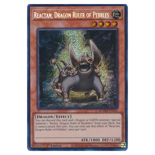 Reactan, Dragon Ruler of Pebbles BLMM-EN121 card from the Yu-Gi-Oh! set Battles of Legend: Monster Mayhem
