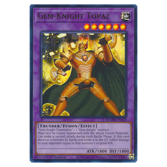 Gem-Knight Topaz BLMM-EN138 card from the Yu-Gi-Oh! set Battles of Legend: Monster Mayhem