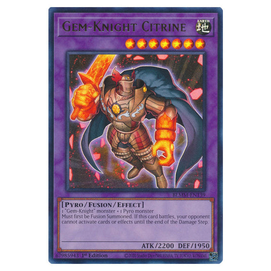 Gem-Knight Citrine BLMM-EN139 card from the Yu-Gi-Oh! set Battles of Legend: Monster Mayhem