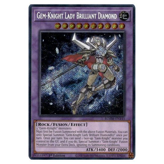 Gem-Knight Lady Brilliant Diamond BLMM-EN145 card from the Yu-Gi-Oh! set Battles of Legend: Monster Mayhem