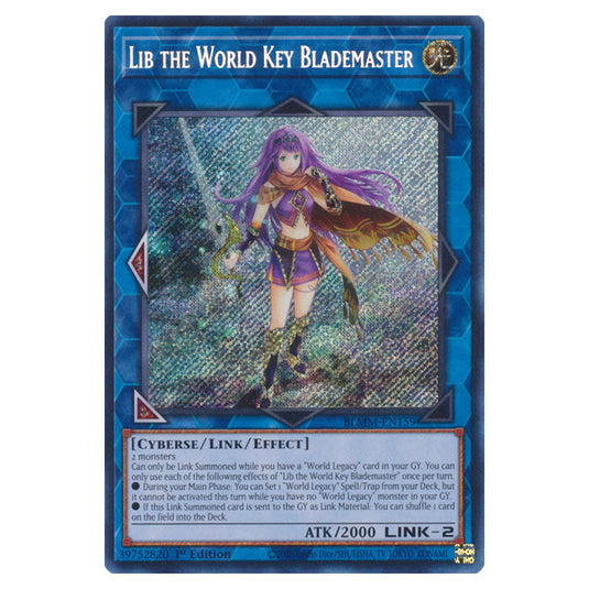 Lib the World Key Blademaster BLMM-EN159 card from the Yu-Gi-Oh! set Battles of Legend: Monster Mayhem