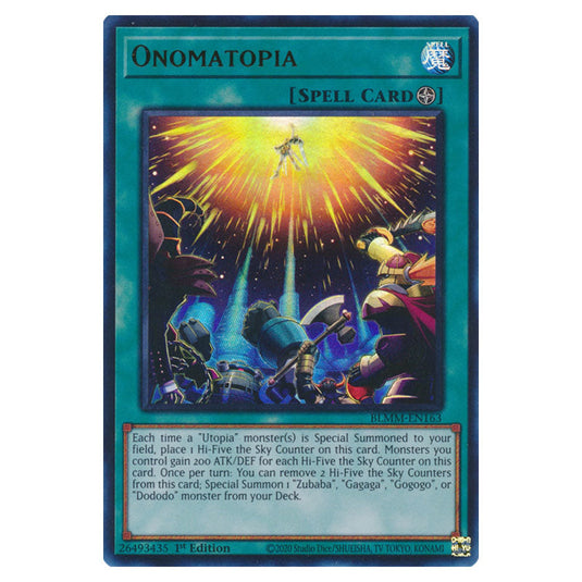 Onomatopia BLMM-EN163 card from the Yu-Gi-Oh! set Battles of Legend: Monster Mayhem