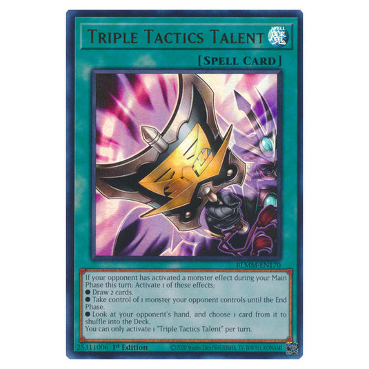 Triple Tactics Talent BLMM-EN170 card from the Yu-Gi-Oh! set Battles of Legend: Monster Mayhem