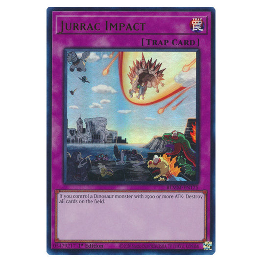 Jurrac Impact BLMM-EN175 card from the Yu-Gi-Oh! set Battles of Legend: Monster Mayhem