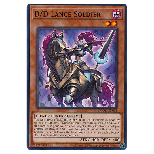 "D/D Lance Soldier" DOOD-EN001 card from the Yu-Gi-Oh! set Doom of Dimensions