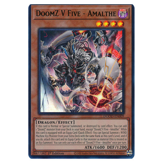 "DoomZ V Five - Amalthe" DOOD-EN009 card from the Yu-Gi-Oh! set Doom of Dimensions