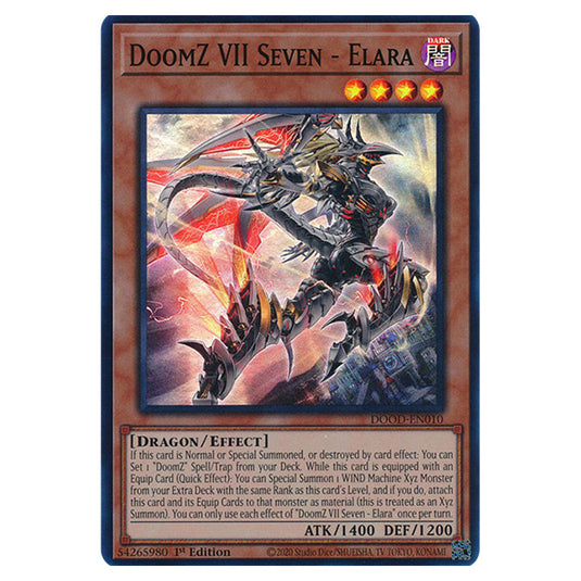 "DoomZ VII Seven - Elara" DOOD-EN010 card from the Yu-Gi-Oh! set Doom of Dimensions