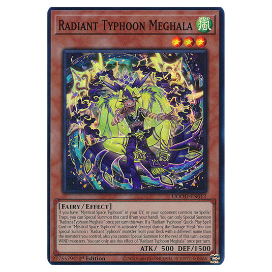 "Radiant Typhoon Meghala" DOOD-EN012 card from the Yu-Gi-Oh! set Doom of Dimensions