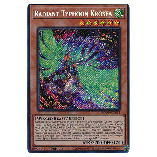 "Radiant Typhoon Krosea" DOOD-EN015 card from the Yu-Gi-Oh! set Doom of Dimensions