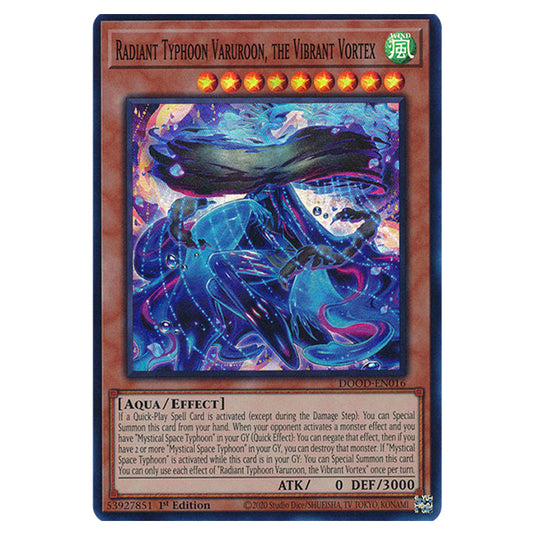 "Radiant Typhoon Varuroon, the Vibrant Vortex" DOOD-EN016 card from the Yu-Gi-Oh! set Doom of Dimensions