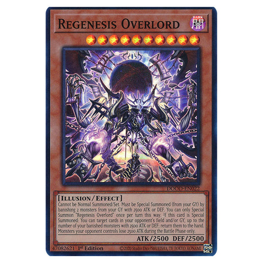 "Regenesis Overlord" DOOD-EN022 card from the Yu-Gi-Oh! set Doom of Dimensions
