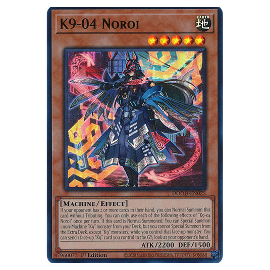 "K9-04 Noroi" DOOD-EN025 card from the Yu-Gi-Oh! set Doom of Dimensions