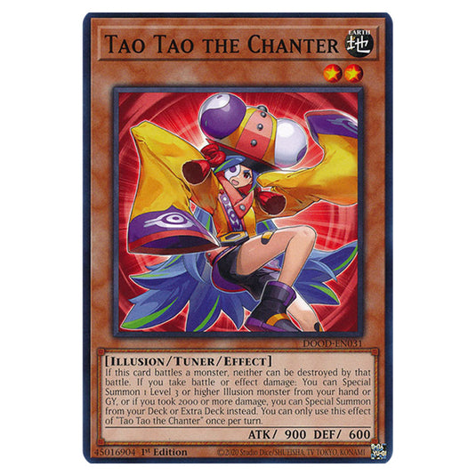 "Tao Tao the Chanter" DOOD-EN031 card from the Yu-Gi-Oh! set Doom of Dimensions