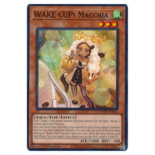 "WAKE CUP! Macchia" DOOD-EN032 card from the Yu-Gi-Oh! set Doom of Dimensions